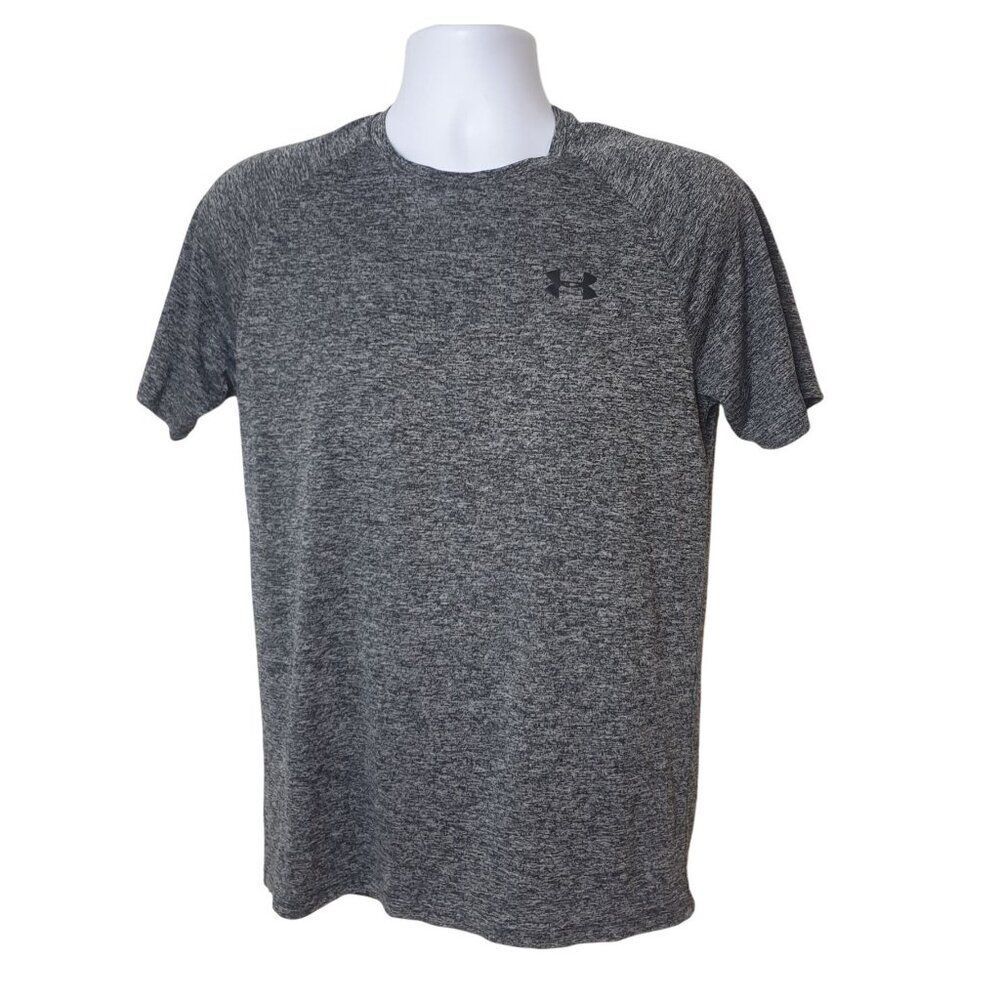Under Armour Mens UA Tech Tee S Gray Heathered HeatGear Athletic Sporty Loose